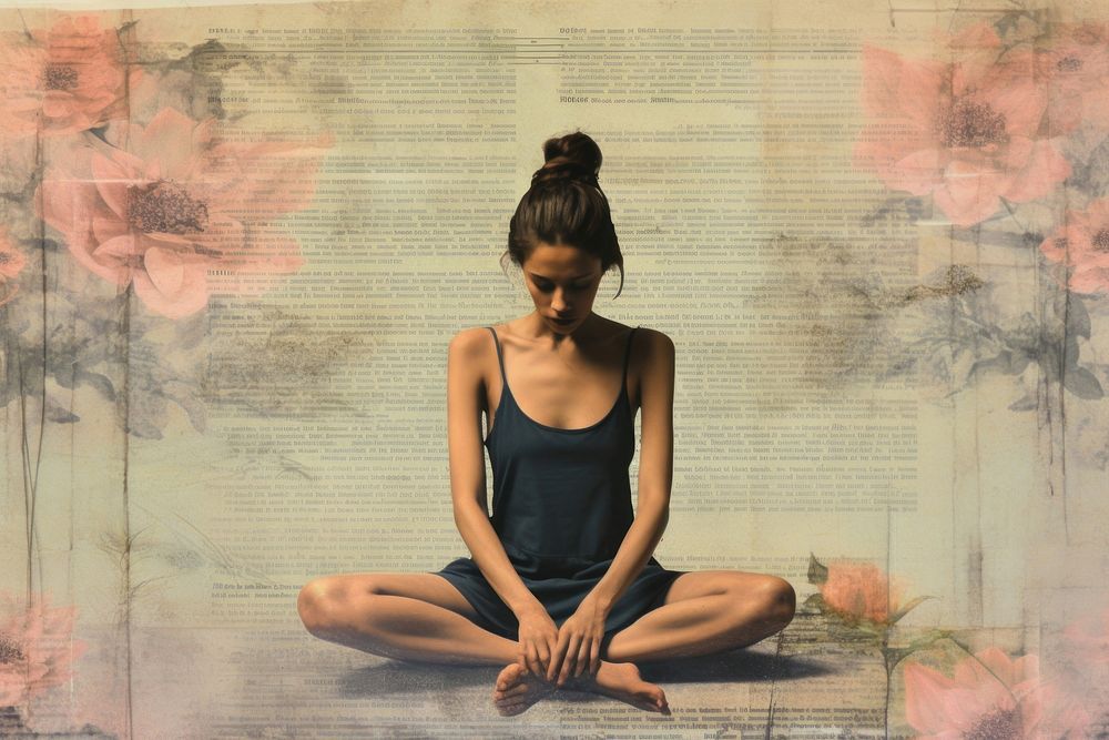 Ephemera style of pale yoga sitting contemplation spirituality.