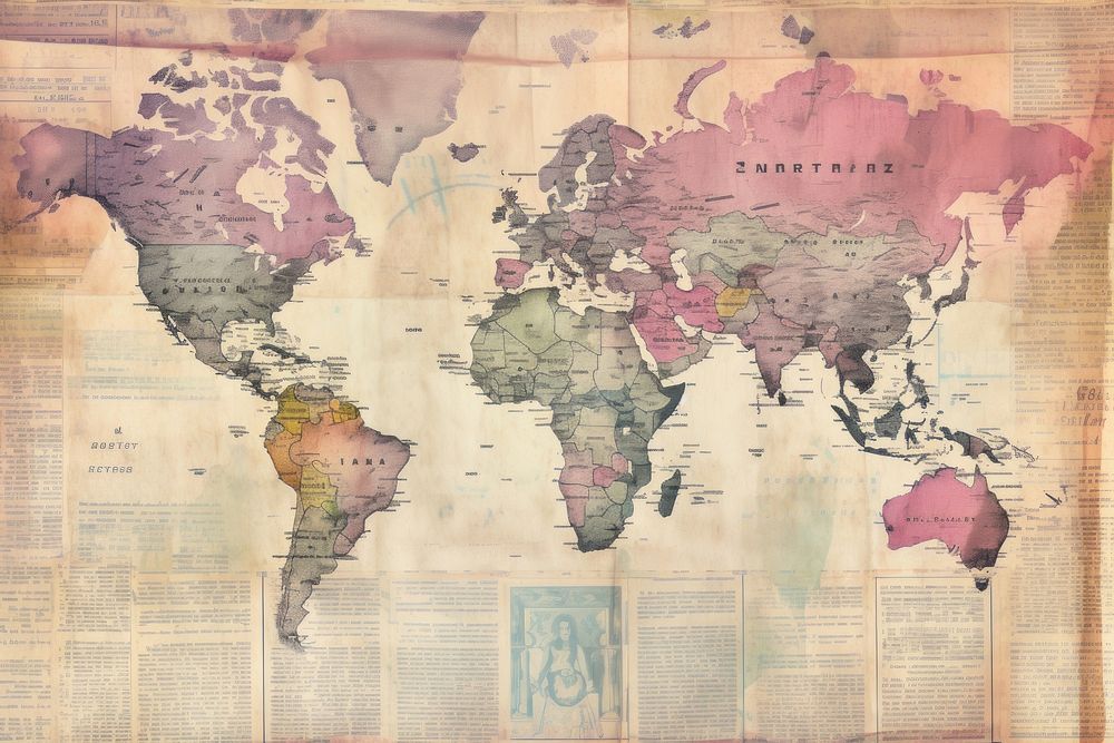 World map backgrounds newspaper topography.