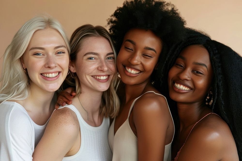 Group of happy women laughing smiling adult.