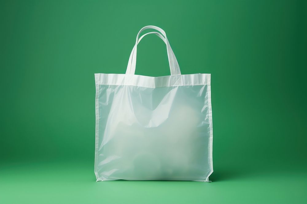 Plastic bag handbag green white.