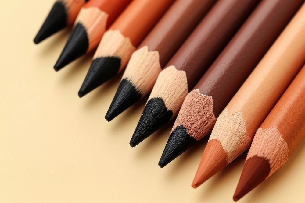 Diversity brown color shade of crayon pencil arrangement creativity.
