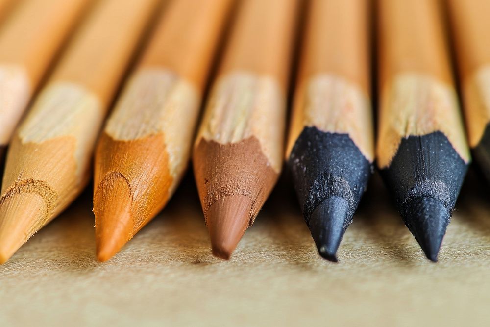 Diversity brown color shade of crayon pencil creativity variation.