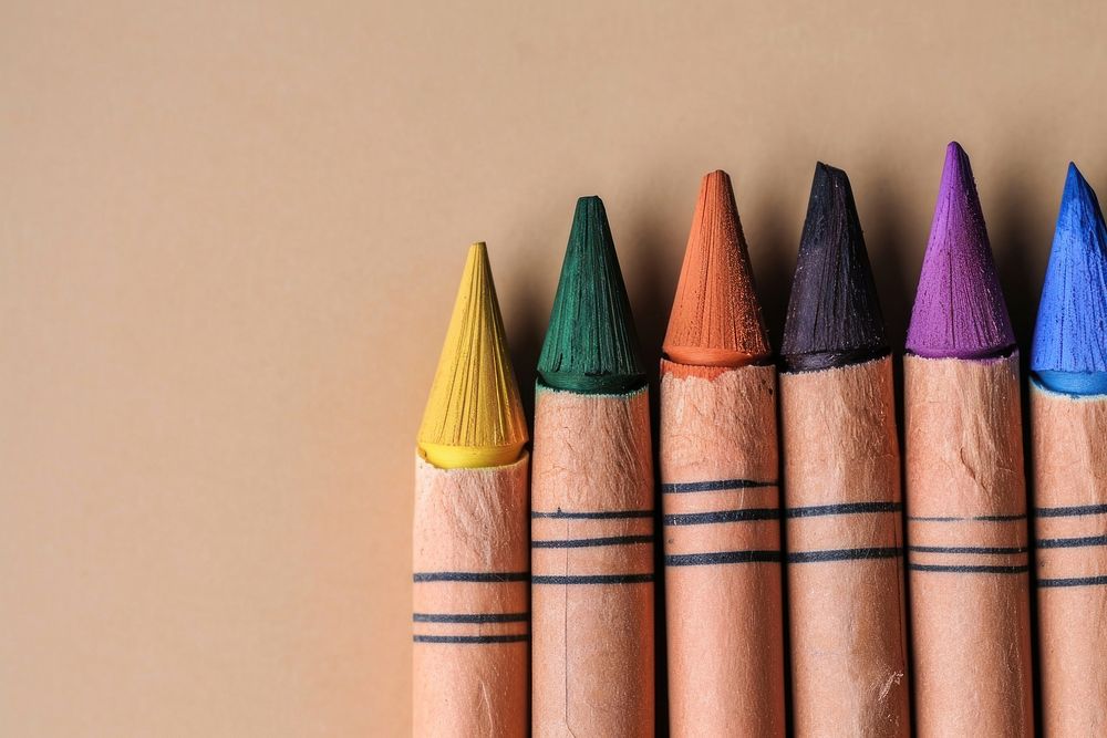 Diversity brown color shade of crayon arrangement creativity education.