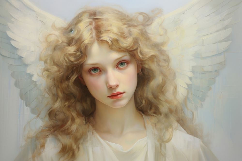 Angel with wings painting portrait art.