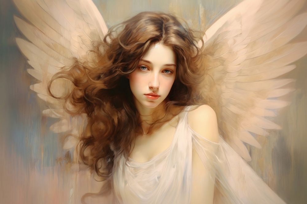 Angel with wings painting portrait adult.