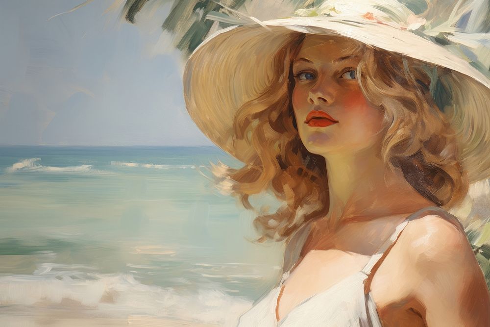 Tropical beach painting portrait adult.