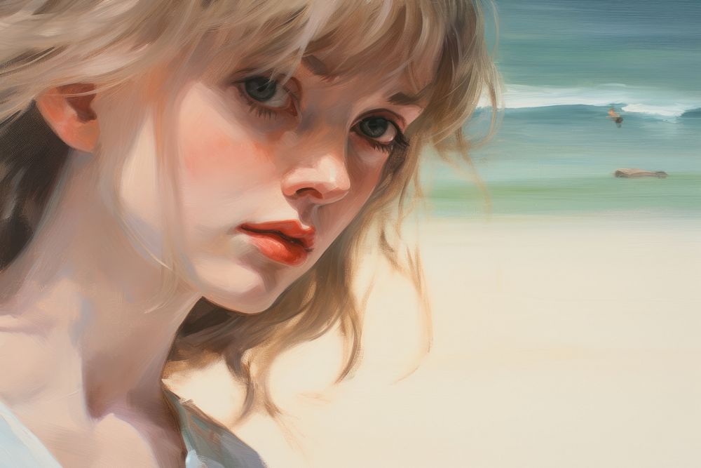 Tropical beach portrait painting adult.