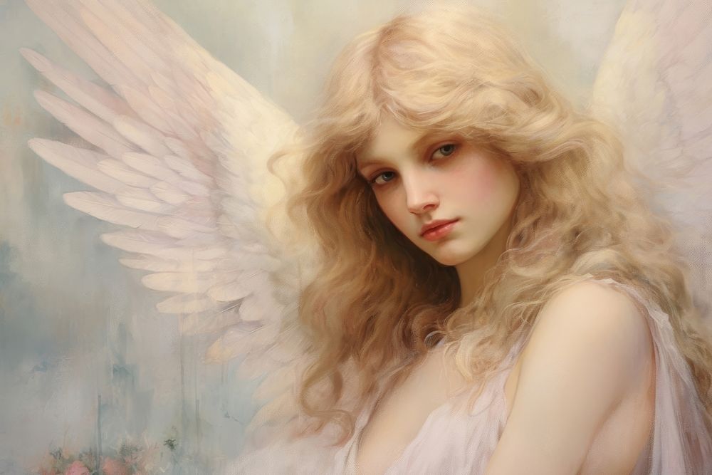 Angel with wings portrait adult contemplation.