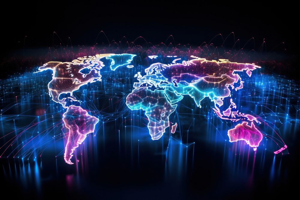 World from space pattern purple night. AI generated Image by rawpixel.
