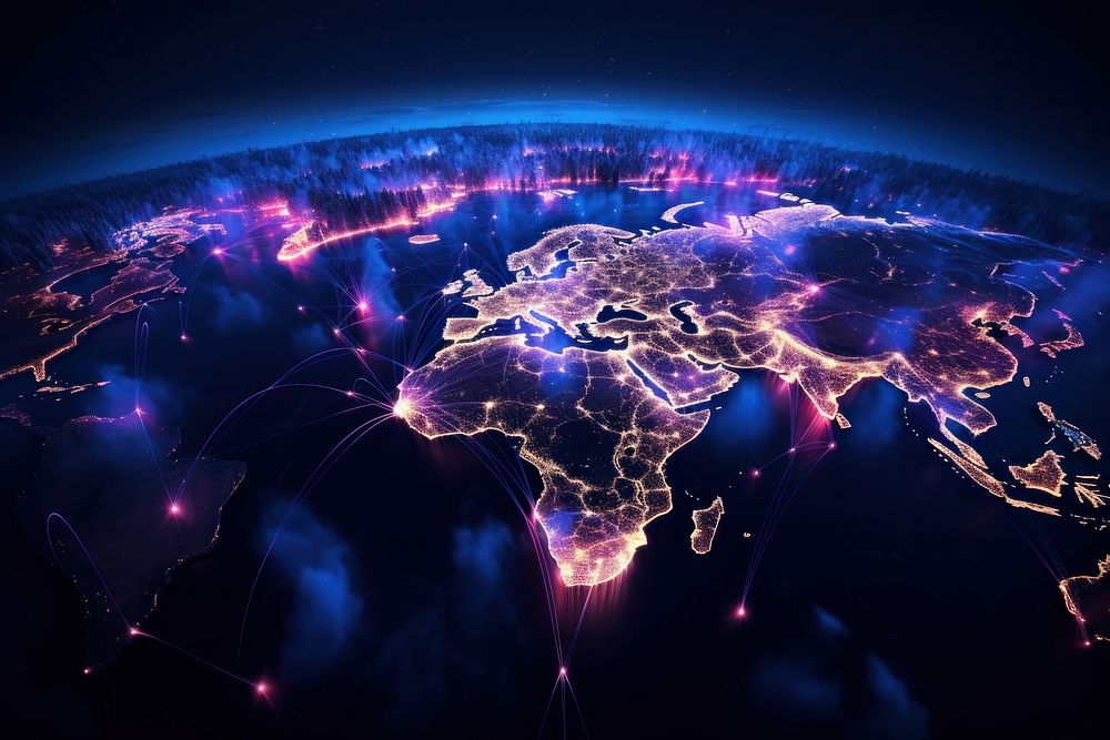 World from space astronomy night illuminated. AI generated Image by rawpixel.