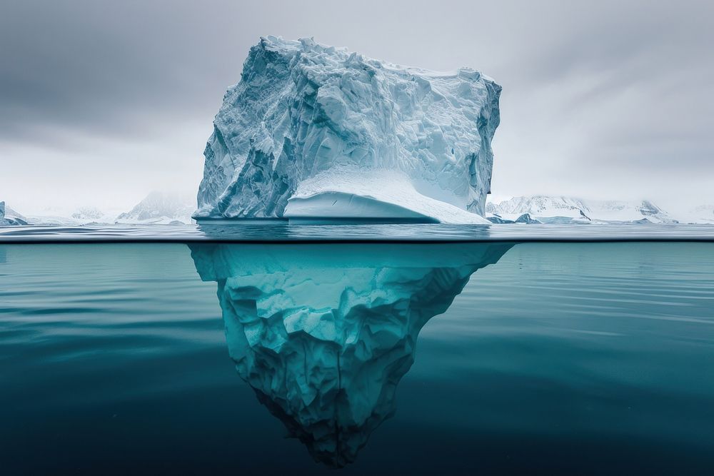 Iceberg With Above And Underwater iceberg outdoors nature.