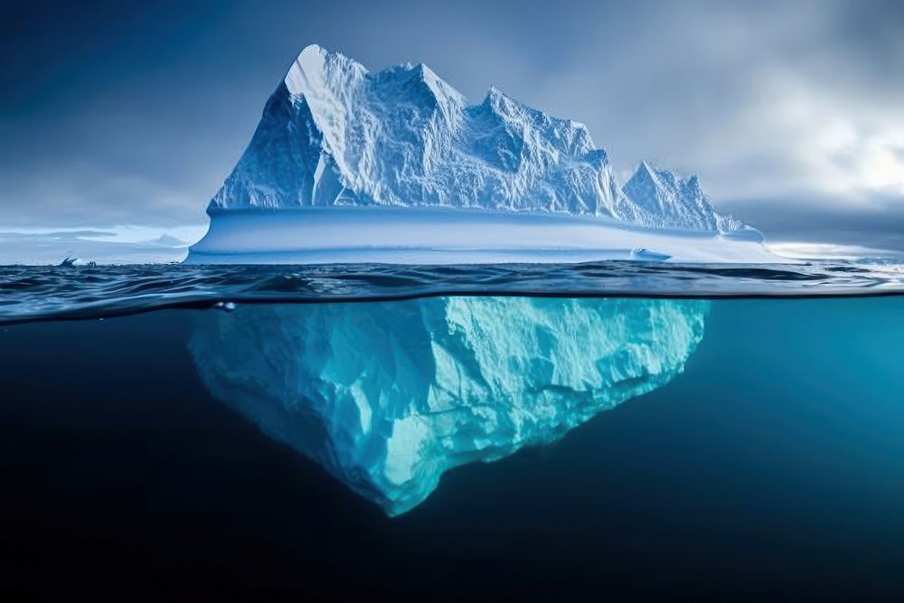 Iceberg With Above And Underwater iceberg outdoors nature.