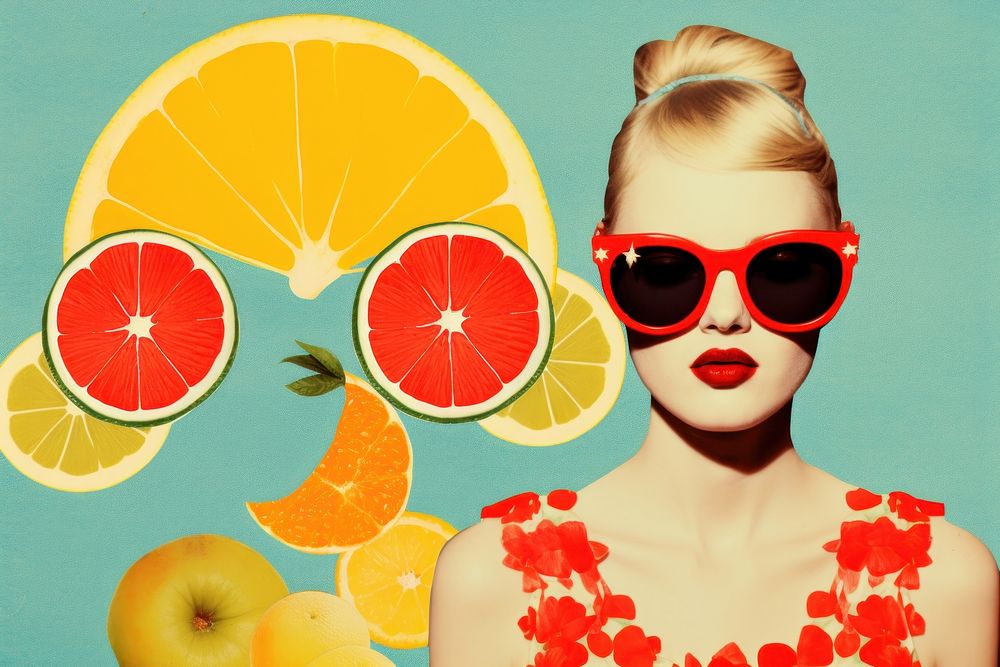Grapefruit sunglasses portrait adult.