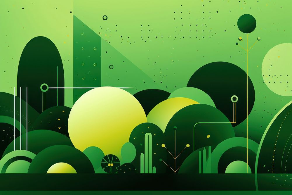 Memphis design of green background art transportation graphics.