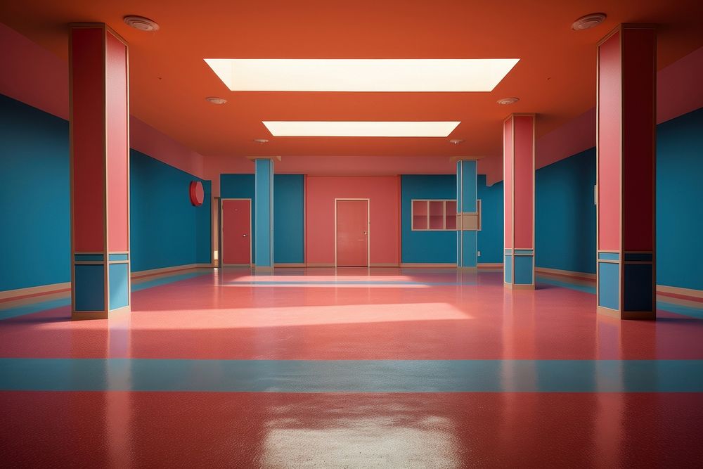 Memphis design of empty room flooring indoors.