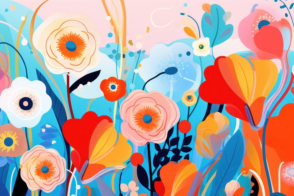 Memphis design of flowers art graphics painting.