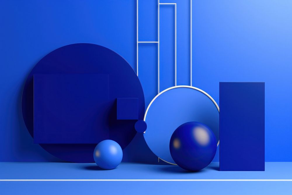 Memphis design of minimal blue background sphere racket sports.