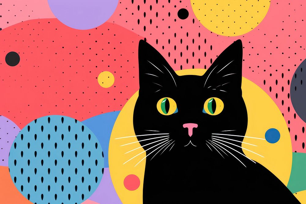 Memphis design of minimal cat background art pattern animal.