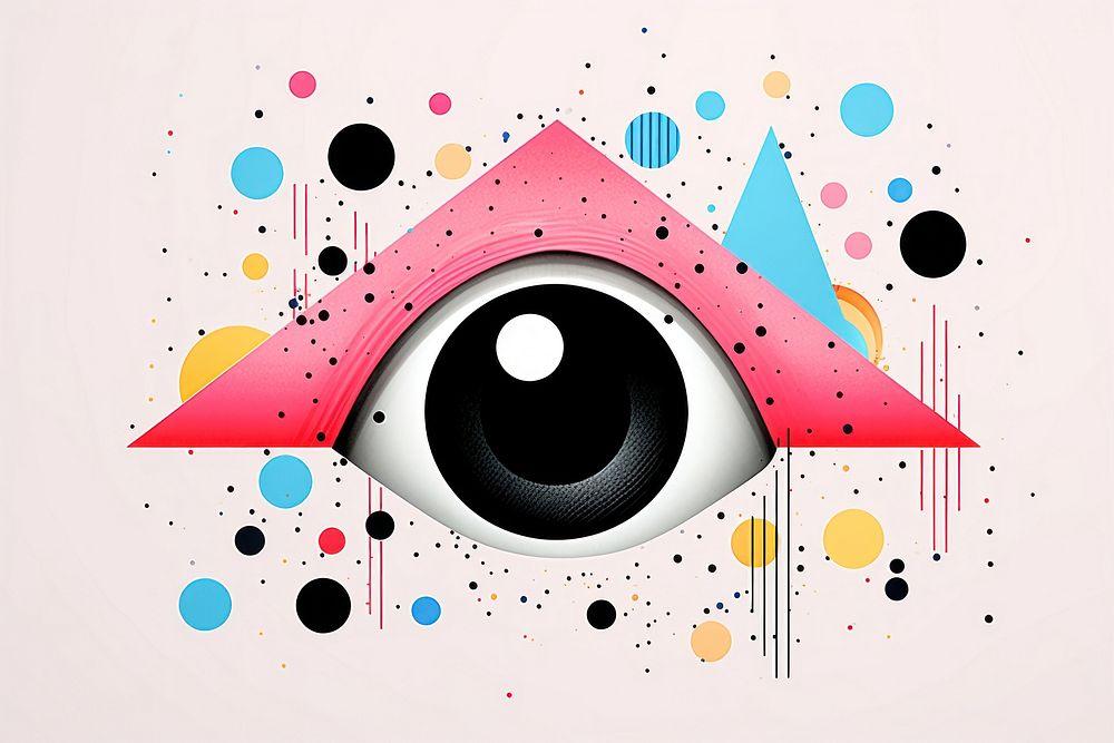 Memphis design of minimal eye background art electronics graphics.