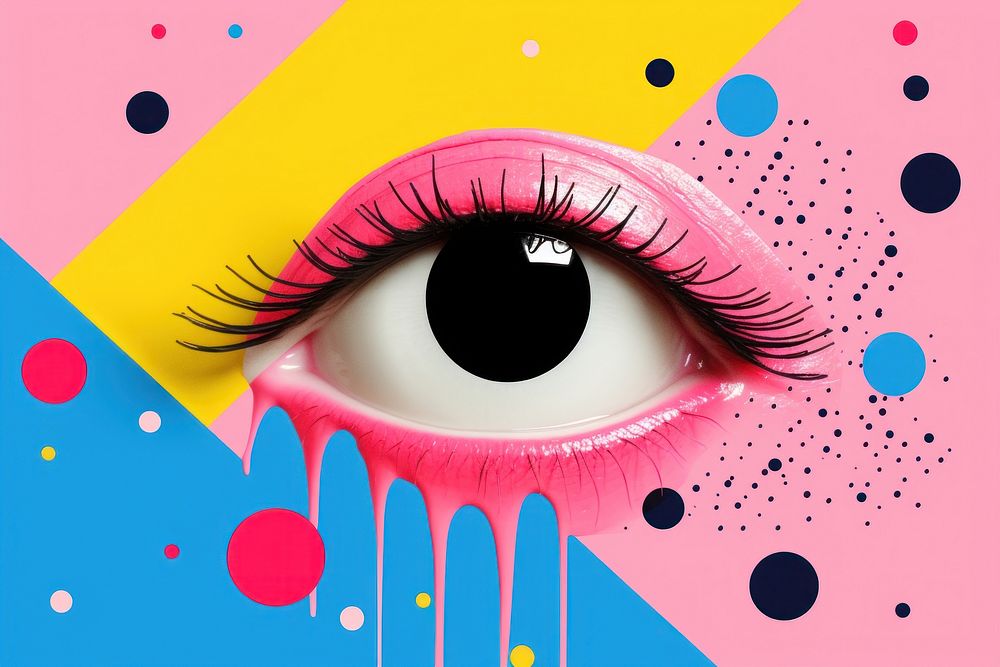 Memphis design of minimal eye background art cosmetics graphics.