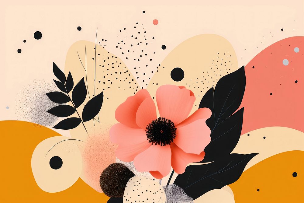 Memphis design of minimal flower background art asteraceae graphics.