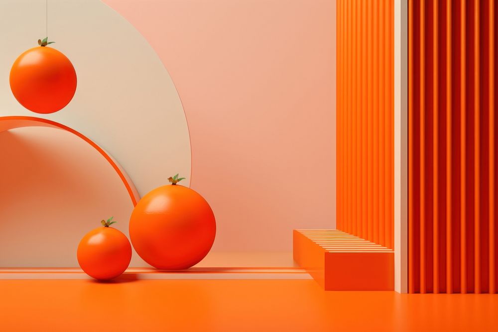 Memphis design of minimal orange background vegetable indoors produce.