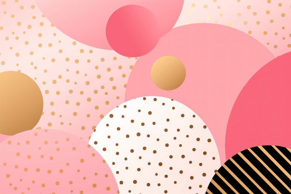 Memphis design of minimal pink and gold background art graphics pattern.