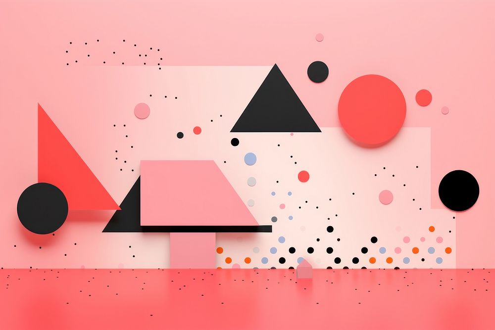 Memphis design of minimal pink background art triangle graphics.