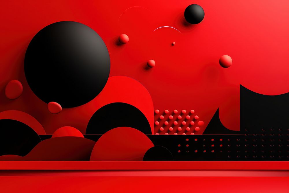 Memphis design of minimal red background art graphics indoors.