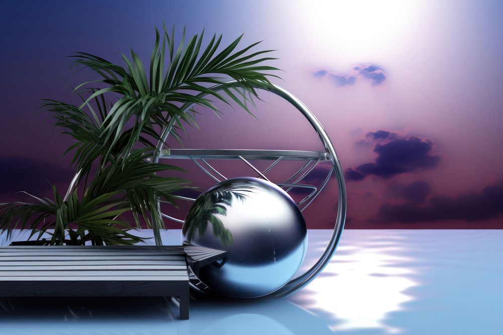  Abstract background sphere plant reflection. AI generated Image by rawpixel.