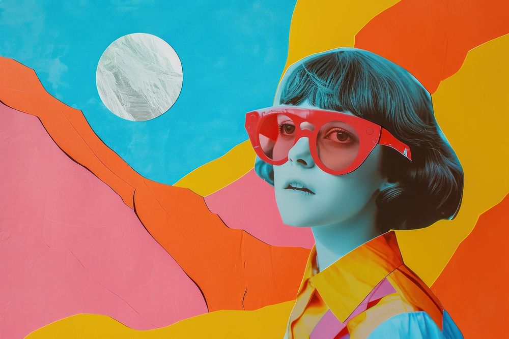 Minimal Collage Retro dreamy of teenager art sunglasses astronomy.