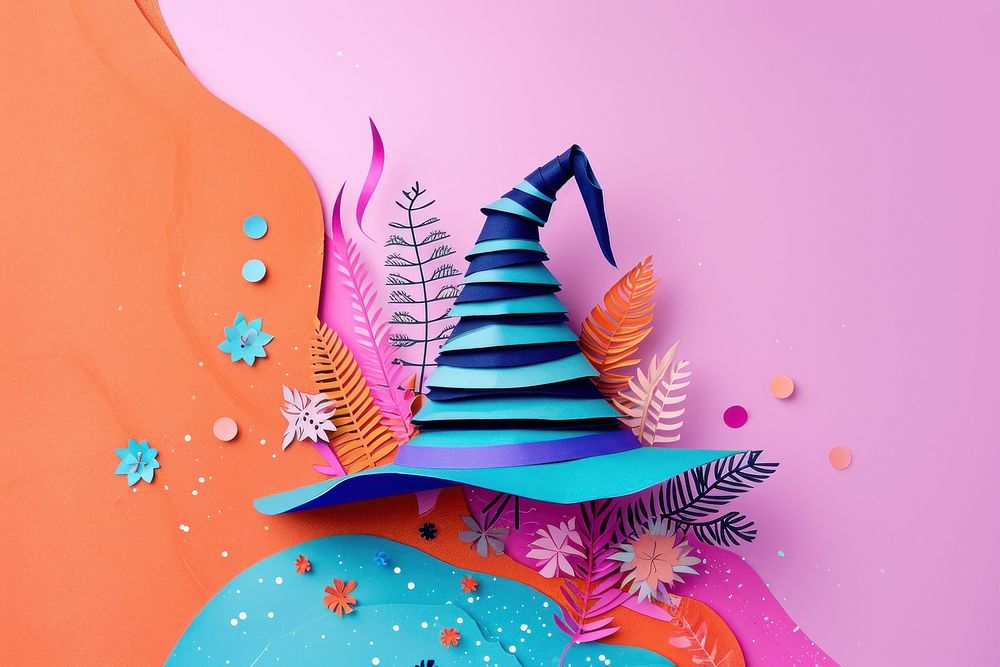 Minimal Collage Retro dreamy of witch hat art celebration creativity.