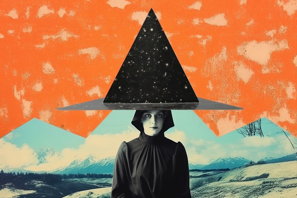 Minimal Collage Retro dreamy of witch hat art photography creativity.