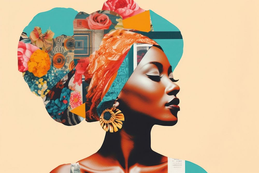 Minimal Collage Retro dreamy of african woman art collage adult.