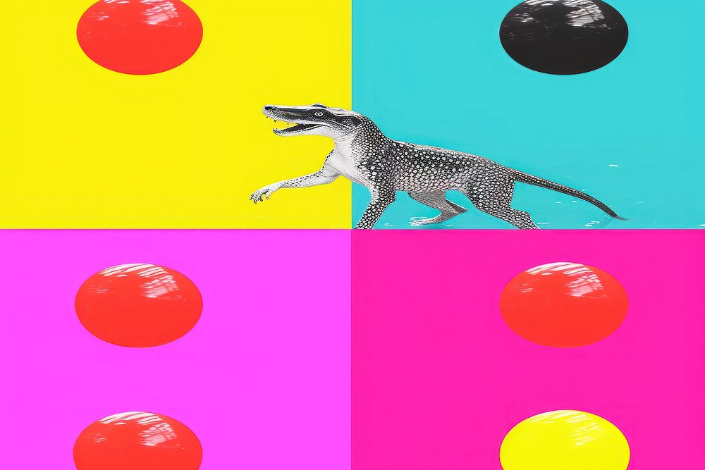 Minimal Collage Retro dreamy of alligator animal backgrounds carnivora.