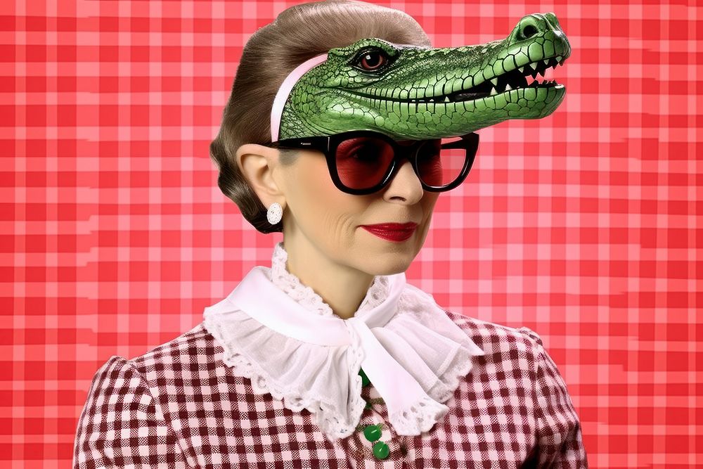 Minimal Collage Retro dreamy of alligator accessories sunglasses accessory.