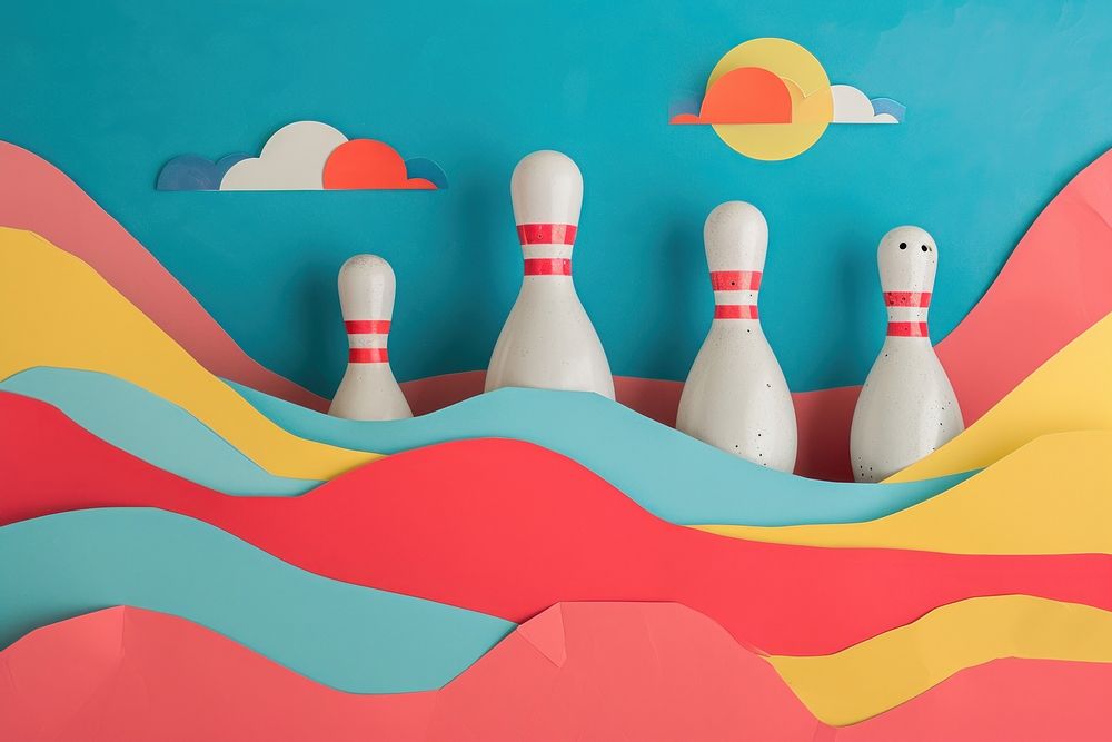 Minimal Collage Retro dreamy of bowling art creativity recreation.