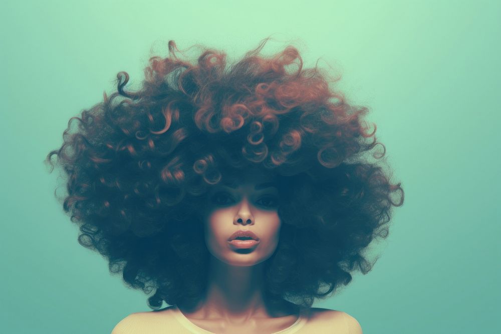 Minimal Collage Retro dreamy of black woman portrait adult wig.