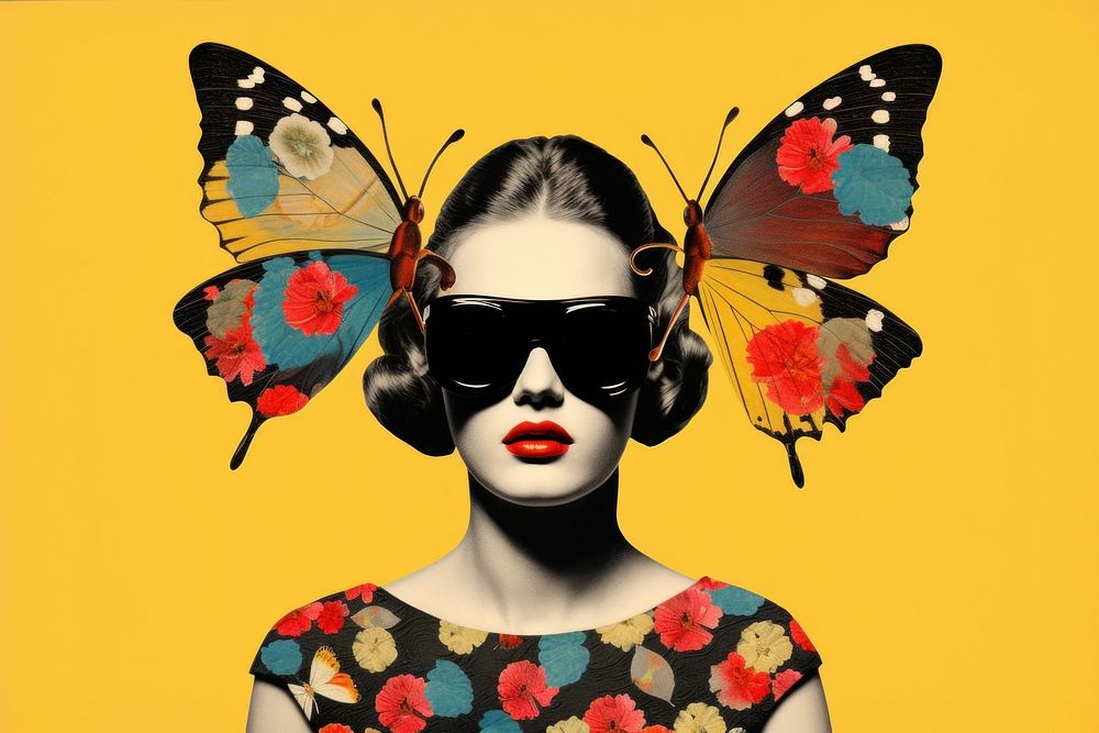 Butterfly sunglasses portrait adult.