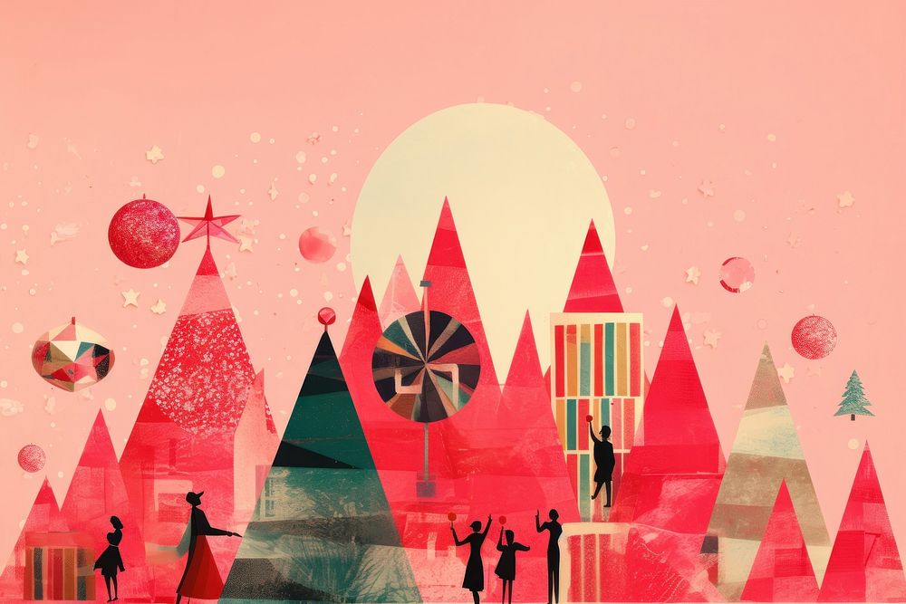 Minimal Collage Retro dreamy of christmas party celebration creativity graphics.