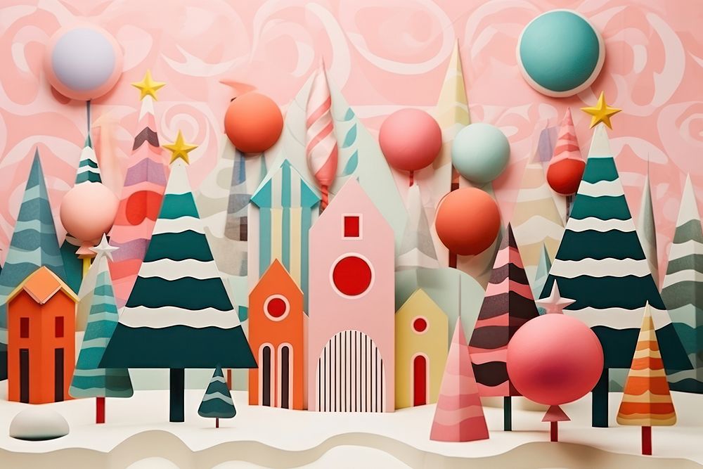 Minimal Collage Retro dreamy of christmas party balloon fun representation.