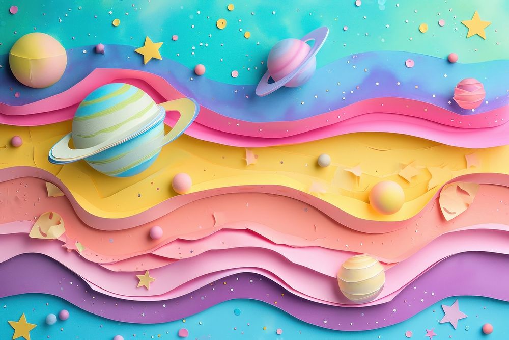 Minimal Collage Retro dreamy of galaxy art paper confectionery.