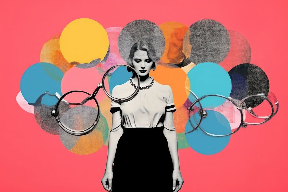 Minimal Collage Retro dreamy of handcuffs art painting surreal.