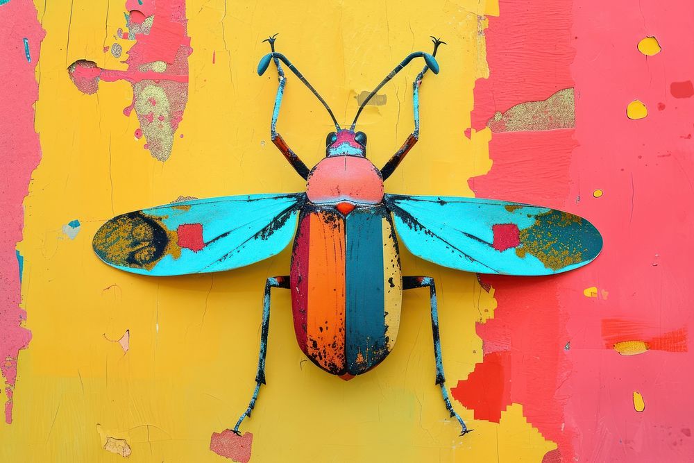 Minimal Collage Retro dreamy insect | Free Photo Illustration - rawpixel