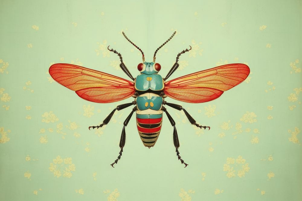 Minimal Collage Retro dreamy of insect animal bee invertebrate.