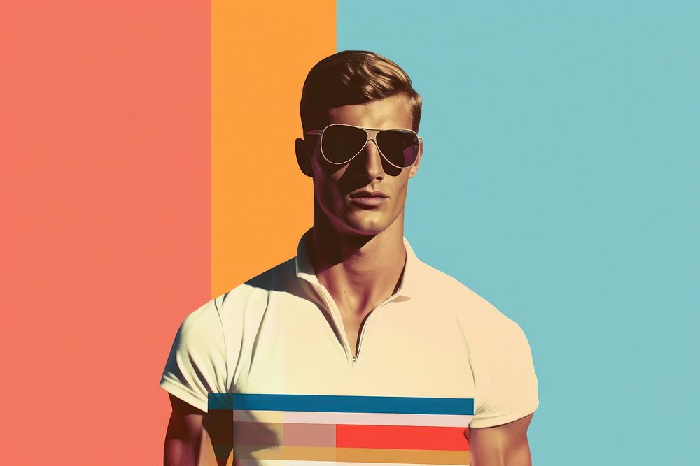 Man sportwears sunglasses portrait t-shirt.