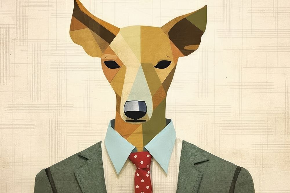 Minimal Collage Retro dreamy of pet art necktie animal.
