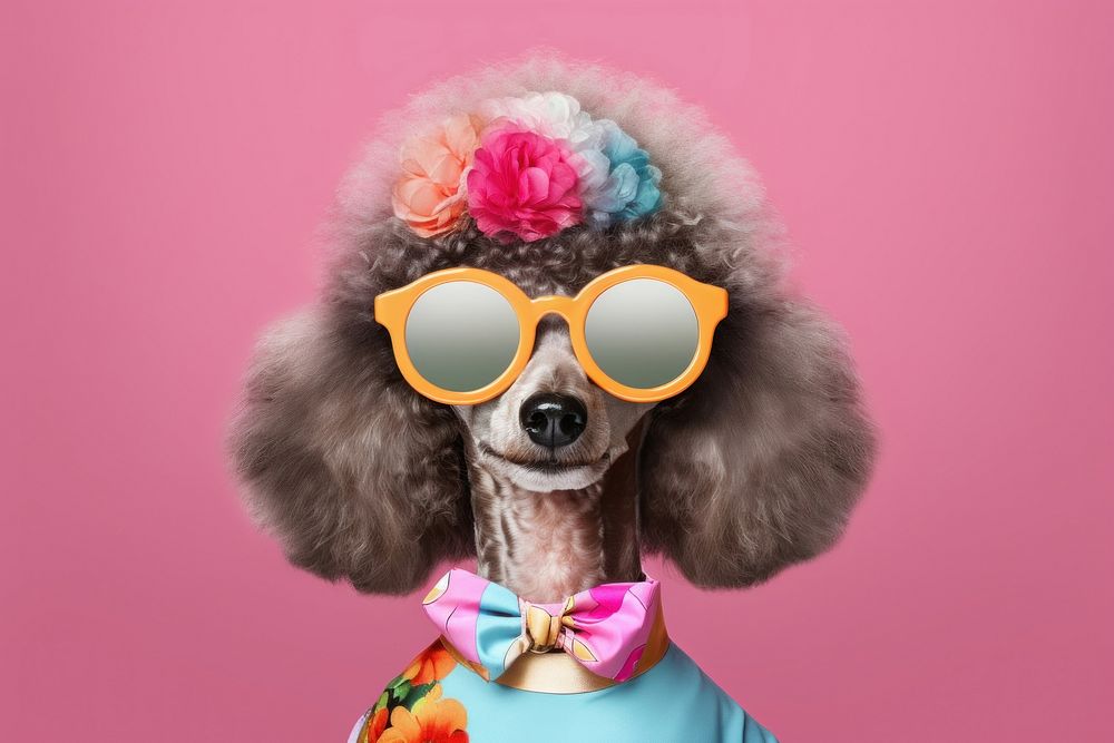 Minimal Collage Retro dreamy of poodle sunglasses mammal animal.