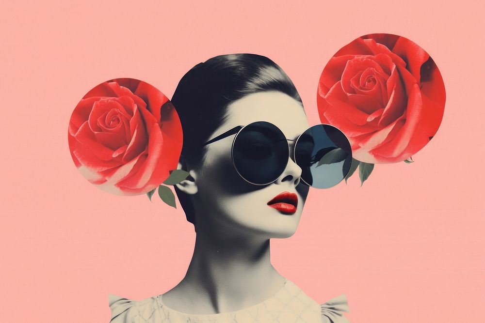Rose sunglasses portrait flower.