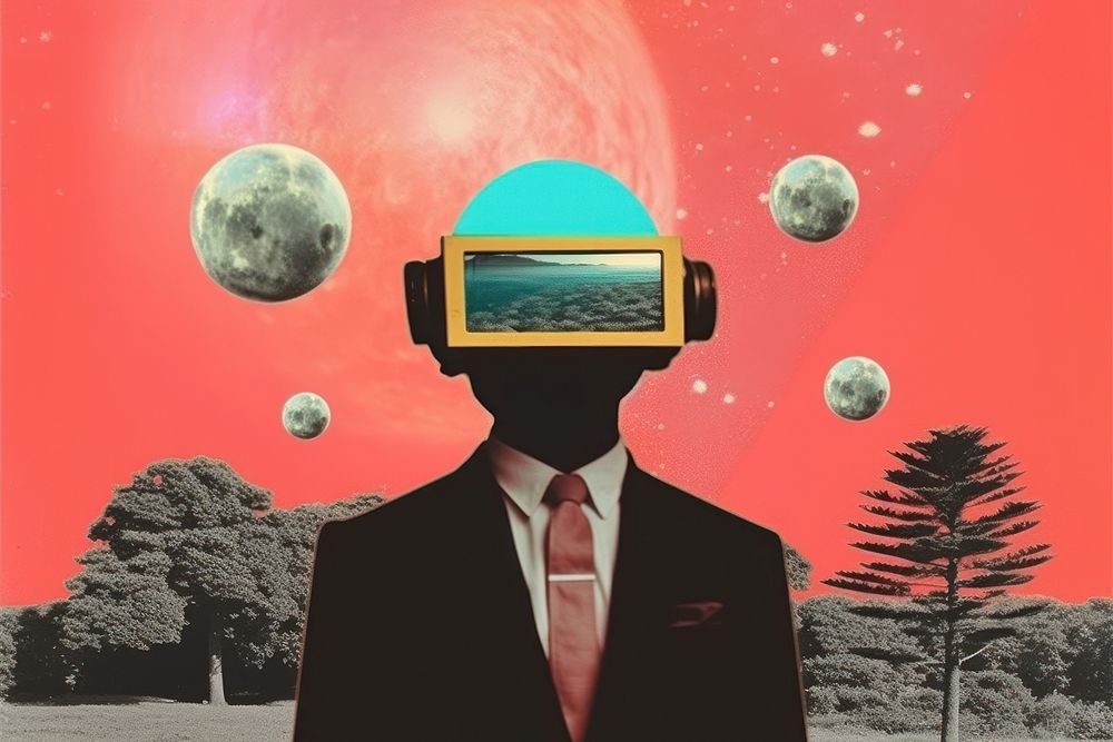 Minimal Collage Retro dreamy of sci fi astronomy space adult.